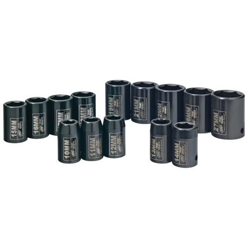 Ingersoll Rand 1/2" Drive Hex Universal Metric Impact Socket Set, 14-Piece