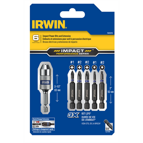 Irwin Industrial 6-Piece Impact Power Bits and Extension Set Irwin Industrial 6-Piece Impact Power Bits and Extension Set