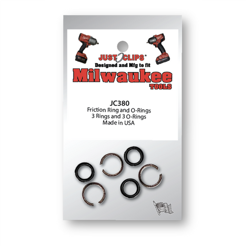 JUST CLIPS 3/8" FRICTION RINGS & O-RINGS FOR MILWAUKEE TOOLS - 10 PACK JUST CLIPS 3/8" FRICTION RINGS & O-RINGS FOR MILWAUKEE TOOLS - 10 PACK