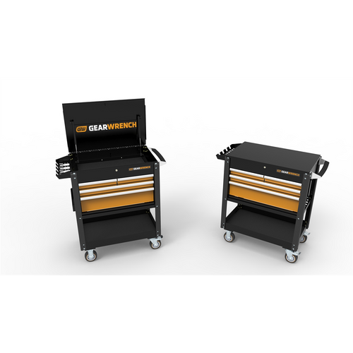 GearWrench 33 Inch 4 Drawer Black & Orange Utility Cart GearWrench 33 Inch 4 Drawer Black & Orange Utility Cart