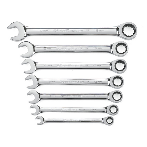 GearWrench 7 Piece 72-Tooth 12 Point Ratcheting Combination Metric Wrench Set
