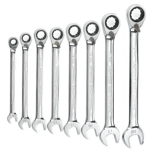 GearWrench 8 Piece 72-Tooth 12 Point Reversible Ratcheting Combination Metric Wrench Set