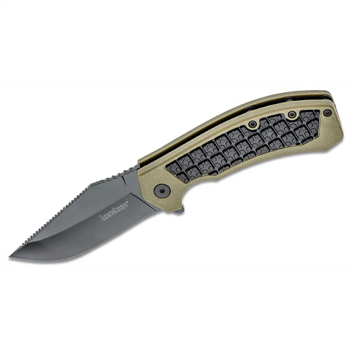 Kershaw Faultline Manual Open Inset Liner Lock Drop Point Blade EDC Folding Pocket Knife - Olive/Black