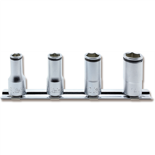 Ko-ken USA 3/8 Sq. Dr. Semi-Deep NUT GRIP Socket Set, 8mm-14mm - 4 pieces
