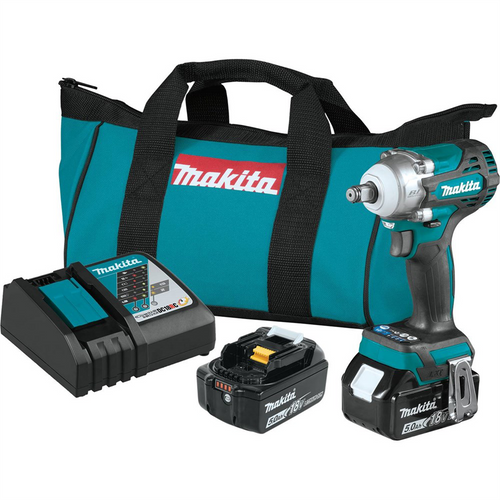 Makita 18V LXT&reg; Lithium-Ion Brushless Cordless 4-Speed 1/2" Sq. Drive Impact Wrench Kit w/ Friction Ring Anvil (5.0Ah)