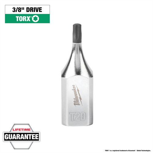 Milwaukee Tool 3/8" Drive T20 TORX Bit Socket Milwaukee Tool 3/8" Drive T20 TORX Bit Socket