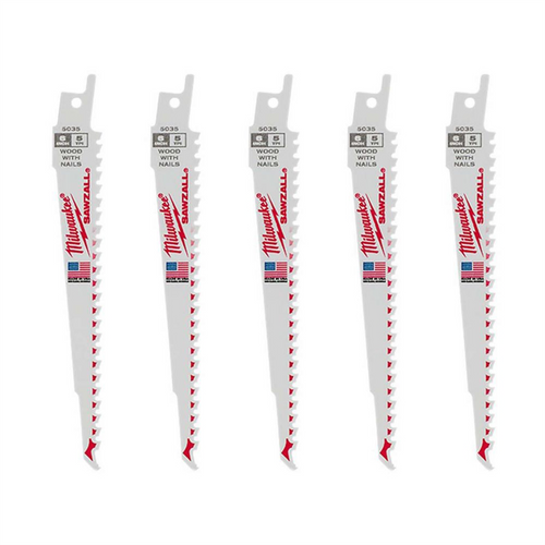 Milwaukee Tool 6" 5 TPI Sawzall Blades (5 Pk) Milwaukee Tool 6" 5 TPI Sawzall Blades (5 Pk)