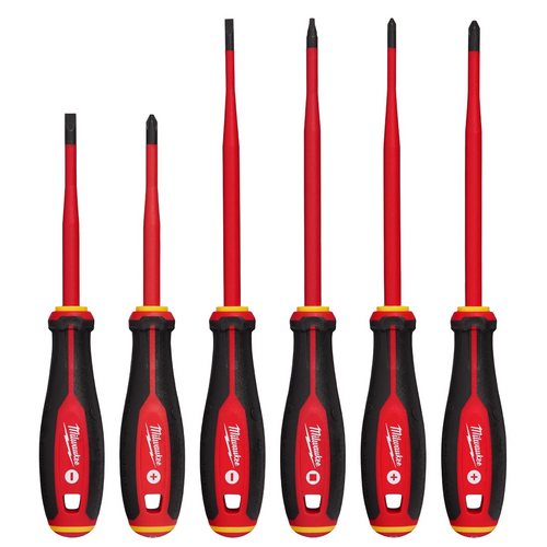 Milwaukee Tool 6pc 1000V Insulated Slim Tip Screwdriver Set Milwaukee Tool 6pc 1000V Insulated Slim Tip Screwdriver Set