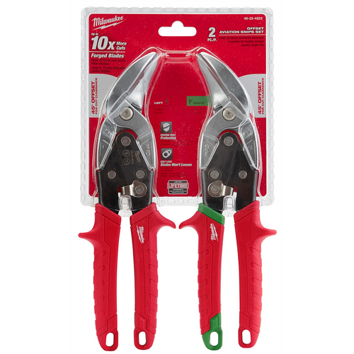 Milwaukee Tool 2-PC OFFSET AVIATION FORGED BLADE SNIP L/R SET Milwaukee Tool 2-PC OFFSET AVIATION FORGED BLADE SNIP L/R SET