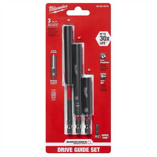 Milwaukee Tool SHOCKWAVE 3PC IMPACT MAGNETIC DRIVE GUIDE SET Milwaukee Tool SHOCKWAVE 3PC IMPACT MAGNETIC DRIVE GUIDE SET