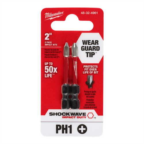 Milwaukee Tool SHOCKWAVE Impact Duty 2" PH1 Bit 2PK