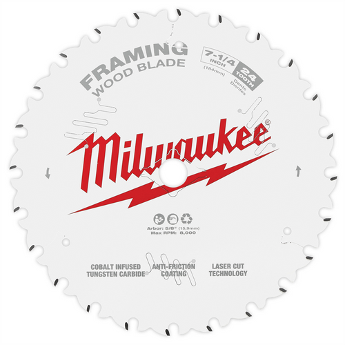 Milwaukee Tool 7-1/4" 24T Framing Circular Saw Blade Milwaukee Tool 7-1/4" 24T Framing Circular Saw Blade