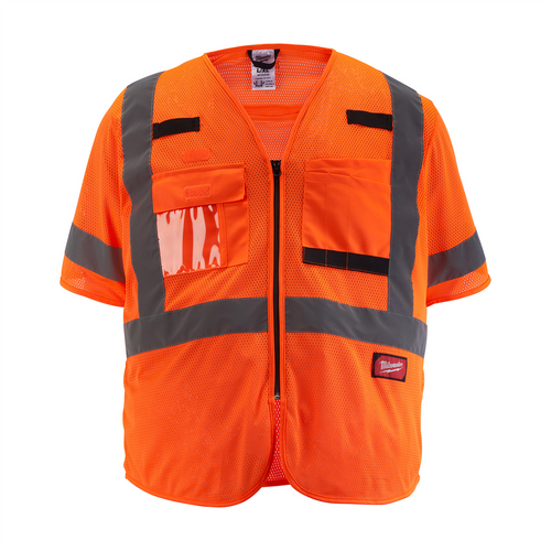 Milwaukee Tool Class 3 High Visibility Orange Mesh Safety Vest - S/M