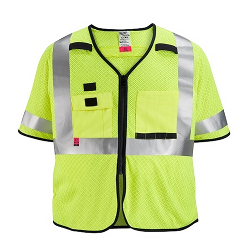 Milwaukee Tool AR/FR Cat. 1 Class 3 High Visibility Yellow Mesh Safety Vest - S/M