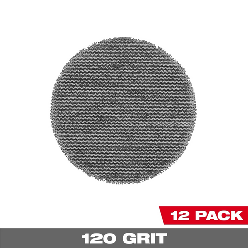 Milwaukee Tool 3 Inch 120 Grit Mesh Sanding Discs with POWERGRID Tear Resistant Mesh ‐ (12 PK) + Pad Saver Milwaukee Tool 3 Inch 120 Grit Mesh Sanding Discs with POWERGRID Tear Resistant Mesh ‐ (12 PK) + Pad Saver
