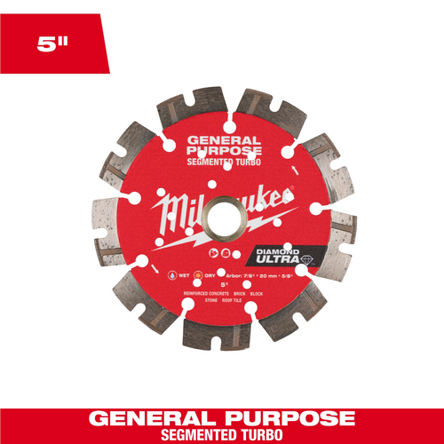 Milwaukee Tool 5 Inch DIAMOND ULTRA Segmented Turbo, General Purpose Diamond Blade