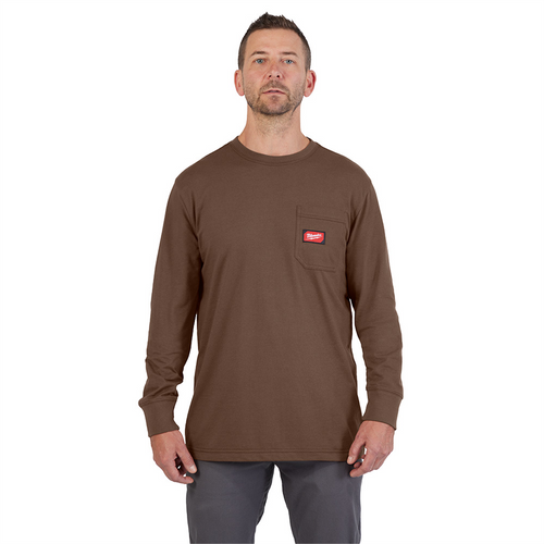 Milwaukee Tool GRIDIRON Pocket T-Shirt - Long Sleeve Brown S