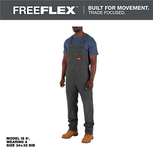 Milwaukee Tool FREEFLEX Unlined Bib Overalls - Gray - Size 36  X 30