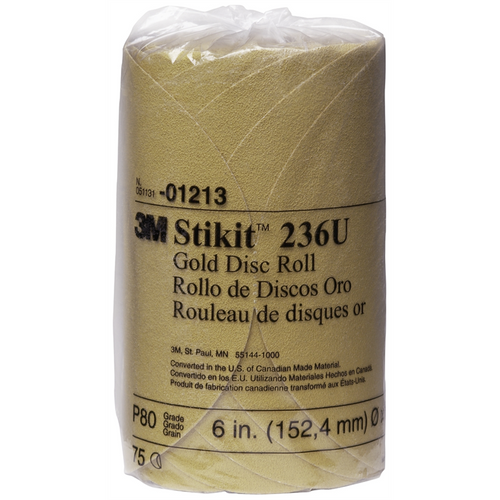 3M DISC ROLLS-GOLD STIKIT 6" P80 75/ROLL 12/CS