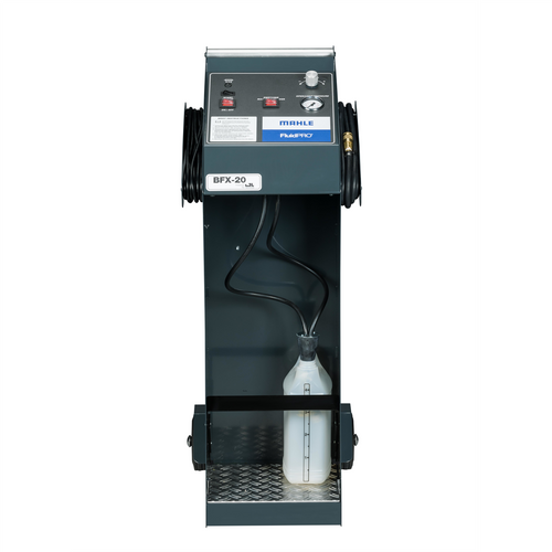 MAHLE Service Solutions Brake fluid exchange machine.Pulsating fluid flow to pressurize air bubbles out of the braking system.