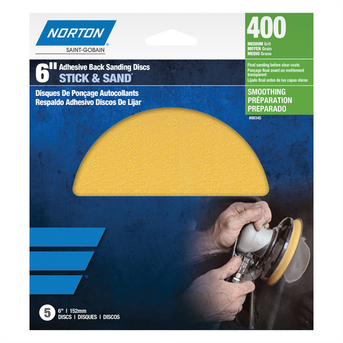 Norton 00347 A290 Series Stick and Sand Disc, 6 in, P220 Grit, Aluminum Oxide, PSA Attachment