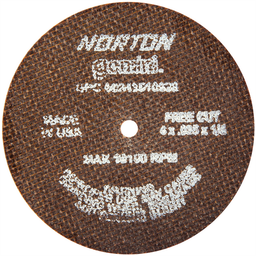 Norton Gemini 10630 Free Cut Cut-Off Wheel, 4 in Dia, 0.035 in THK Wheel, 3/8 in Center Hole, 19100 rpm