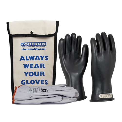 Oberon Glove Kit - Rubber Electrical - Class 00 - Length: 11" -  Rolled Cuff - Size: X-Large - 12