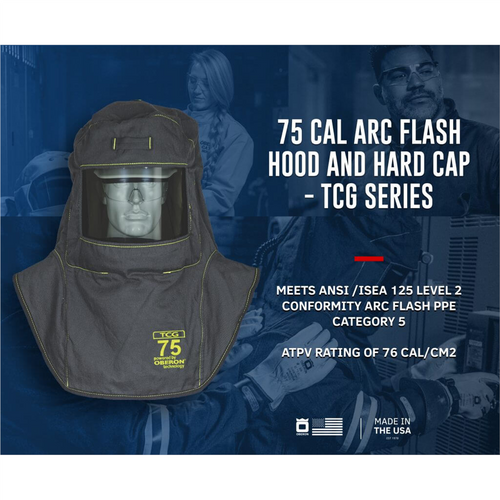 Oberon Hood with Hard Cap - Arc Flash - 75 Cal TCG&trade; - Color: Black - Window: True Color Grey (TCG&trade;)