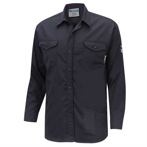 OBERON Button Up Shirt - FR/Arc-Rated 7.5 oz 88/12 - Navy - Size: 4XL