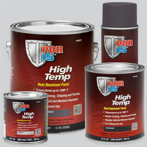 POR-15 INC 44116 Heat Resistant High Temperature Paint, 8 oz Can, Flat Black, Liquid, 4 hr Curing