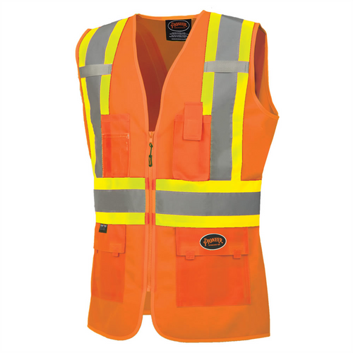 Pioneer Pioneer - Women's Custom Fit Hi-Vis Mesh Back Safety Vest - Hi-Vis Orange - Size 2XL