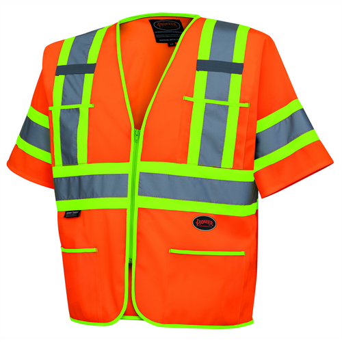 Pioneer Pioneer - Polyester Tricot Sleeved Safety Vest - Hi-Vis Orange - Size XL