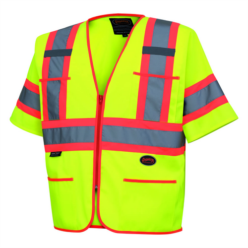 Pioneer Pioneer - Polyester Tricot Sleeved Safety Vest - Hi-Vis Yellow/Green - Size XL