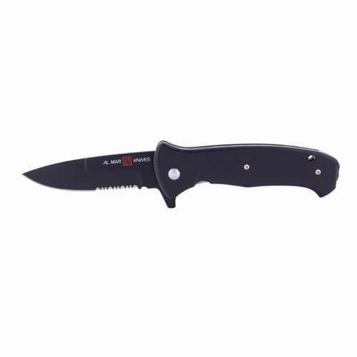 SUNEX AL Mar SERE 2020 G Assisted Open Liner Lock D2 3.6 Inch Matte Black Titanium Finish Combination Edge Talon Blade with G10 Handle Tactical Folding Knive - Black