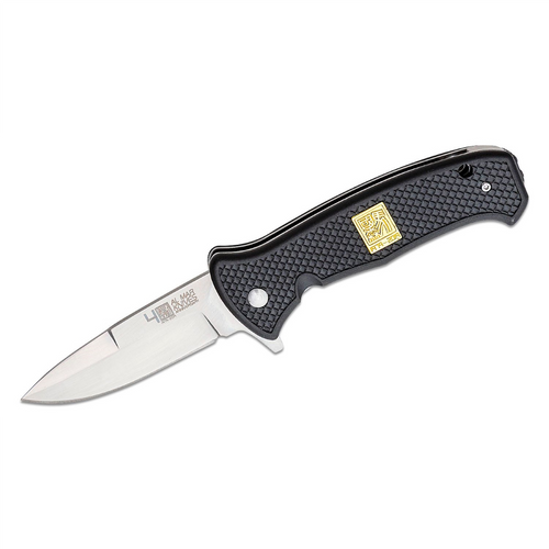 SUNEX Knife 40thS LLSA D2 58HRC Satin 3.6in Trad GlNylon 40th Black