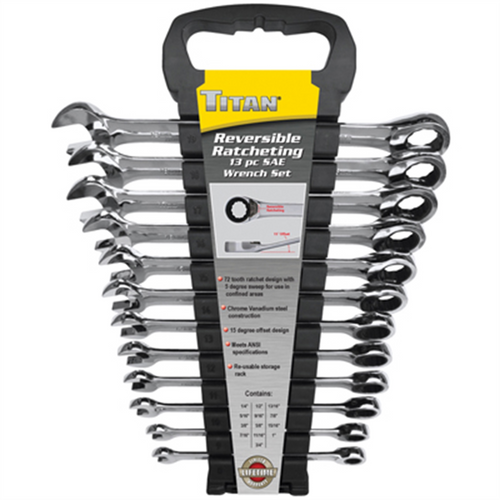 TITAN 13-PC SAE REVERSIBLE RATCHETING WRENCH TITAN 13-PC SAE REVERSIBLE RATCHETING WRENCH