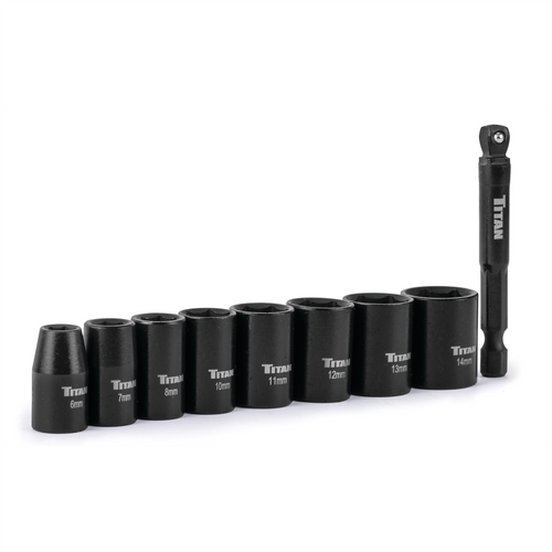 Titan 9 Piece 1/4 Inch Drive 6 Point Metric Impact Socket Set