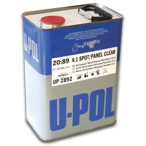 U Pol Products UP2892 Spot/Panel Urethane Clearcoat, 1 gal Tin, High Gloss, 4:1 Mixing