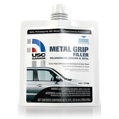US Chemical 77706 Metal Grip Filler, 8 oz Pouch, Silver-Gray, Liquid