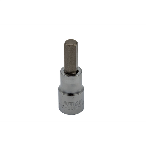 VIM Tools 10 mm Hex Bit, Satin Chrome 1/2 Inch Square Drive Bit Holder