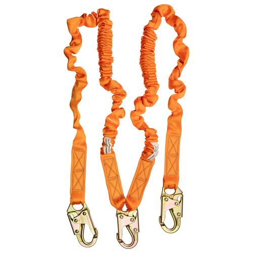 MALTA DYNAMICS 4.5'-6' Double Leg Stretch Internal Shock Absorbing Lanyard With 3 Steel Snap Hooks MALTA DYNAMICS 4.5'-6' Double Leg Stretch Internal Shock Absorbing Lanyard With 3 Steel Snap Hooks
