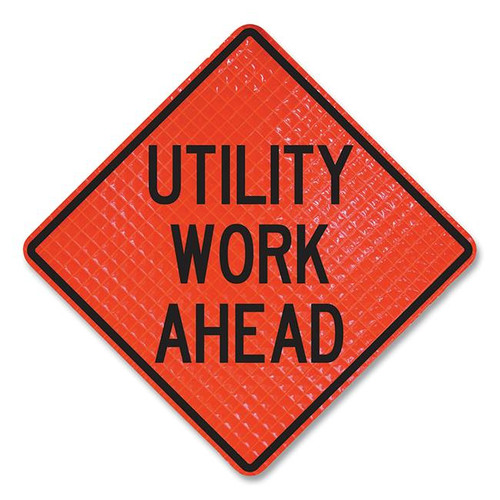 CORTINA | Quadra Flex™ Roll-Up Utility Work Ahead Sign, Fluorescent Orange, 48 in L + 48 in W CORTINA | Quadra Flex™ Roll-Up Utility Work Ahead Sign, Fluorescent Orange, 48 in L + 48 in W