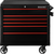 Extreme Tools EX Professional Series 41 Inch 6 Drawer Open Top Tool Cart with  PVC-coated work surface - Black with Red Drawer Pulls