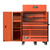 Extreme Tools RX Series 55in W x 25in D Professional Extreme Power Workstation Hutch, 12-Drawer Roller Cabinet-150 lbs Slides and 19in 3-Drawer Side Locker Combo, Orange w Black Dr Pulls