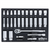 Set Includes - 11 Standard Sockets 3/8&rdquo; - 1&rdquo; | 13 Deep Sockets 3/8&rdquo; - 1-1/8&rdquo; | 1/2&rdquo; Dr. Ratchet 72 Tooth | 1/2&rdquo; Dr. Extension Bars 3&rdquo;, 6&rdquo; | 1/2&rdquo; Dr. Universal Joint