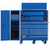 Extreme Tools RX Series 55in W x 25in D Professional Extreme Power Workstation Hutch, 12-Drawer Roller Cabinet-150 lbs Slides and 19in 3-Drawer Side Locker Combo, Blue w Chrome Dr Pulls