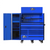 Extreme Tools RX Series 55in W x 25in D Professional Extreme Power Workstation Hutch, 12-Drawer Roller Cabinet-150 lbs Slides and 19in 3-Drawer Side Locker Combo, Blue w Black Dr Pulls