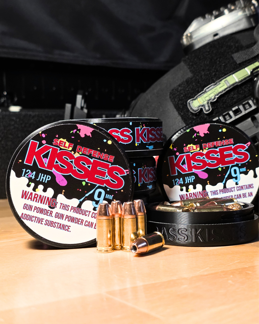 Self Defense Kisses 9mm 124gr JHP + Utility Puck | Brass Kisses