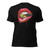 Brass Kisses OG Tee — black unisex t-shirt featuring the signature Brass Kisses red lips logo on the front. Soft ring-spun cotton crew-neck tee, shown front view. Veteran-owned ammunition brand apparel, available XS–5XL.
