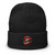 Brass Kisses OG Beanie — black cuffed knit beanie with the embroidered Brass Kisses lips logo on the front. Cozy 60/40 cotton-acrylic blend, one size fits most. Veteran-owned brand apparel.